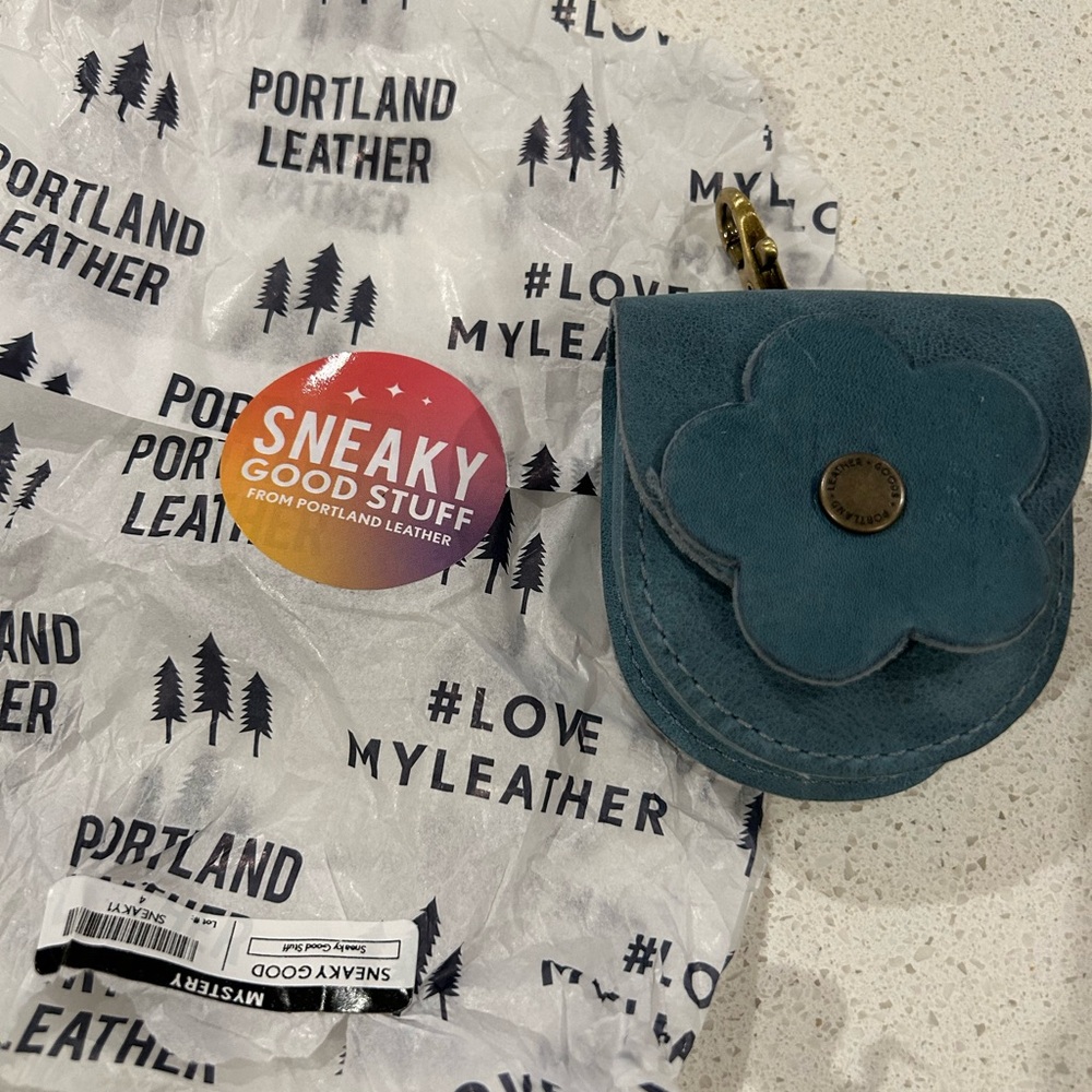 Portland Leather Teal Floral Coin Purse Petunia Pouch
